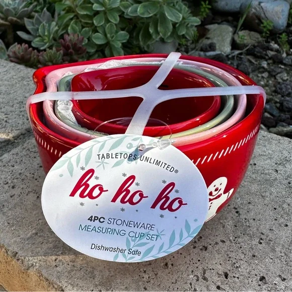 Tabletops unlimited ho ho ho Christmas measuring cups pinkmas pink pastel - Picture 5 of 11